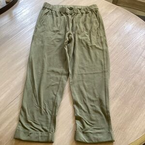 Eileen Fisher Olive Organic Cotton Jersey Cropped Jogger Pants Size XXS